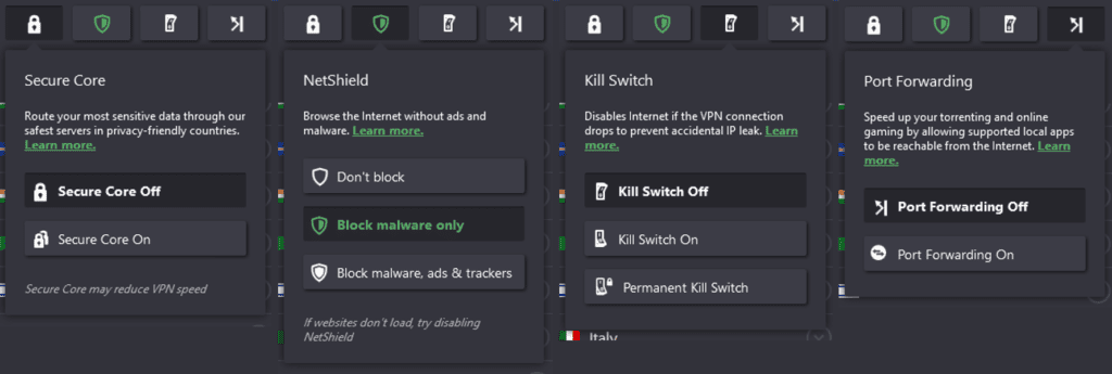 ProtonVPN主要網絡安全功能